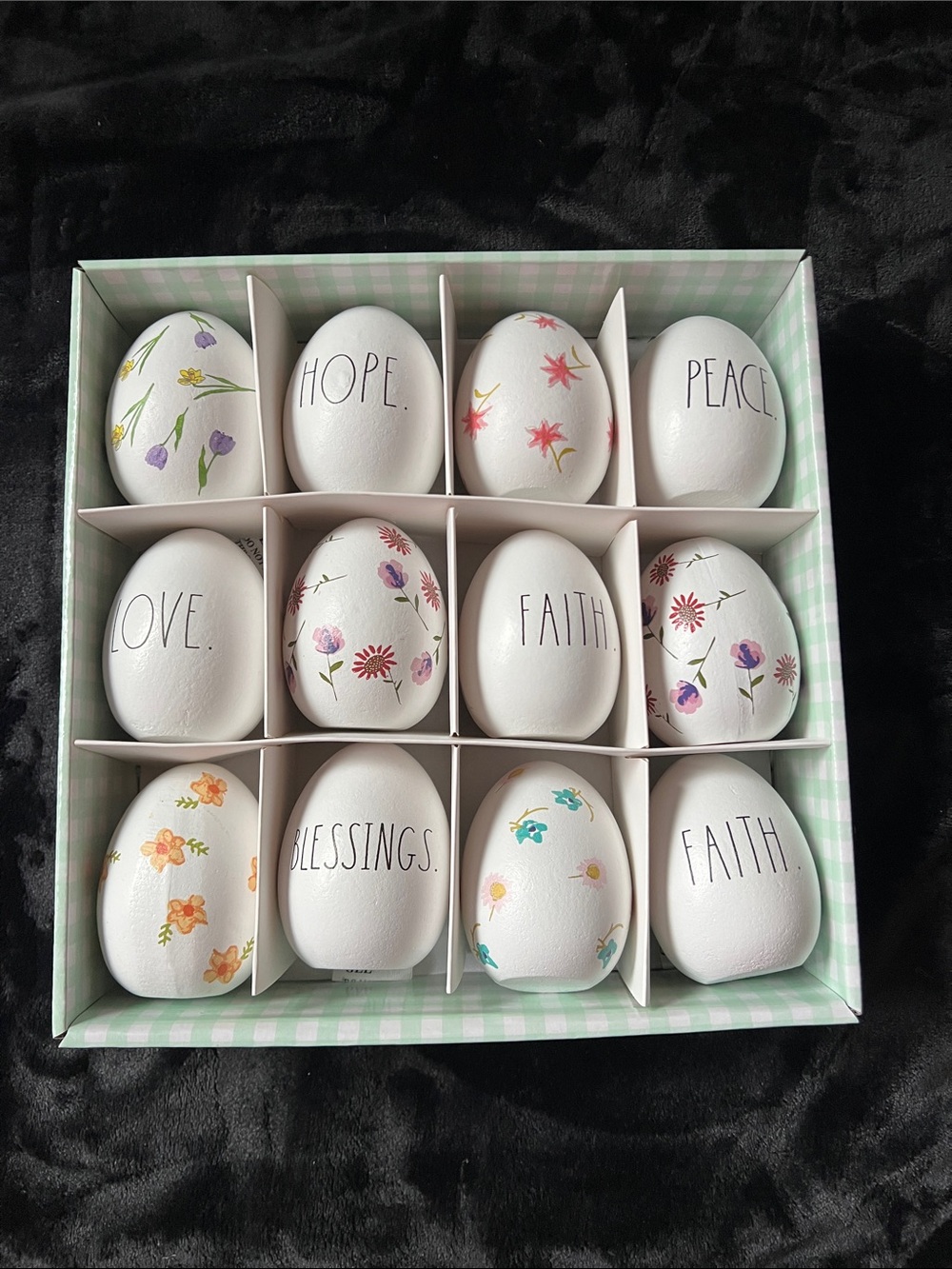 Rae Dunn White Decorative Egg Set with Pastel Floral Accents